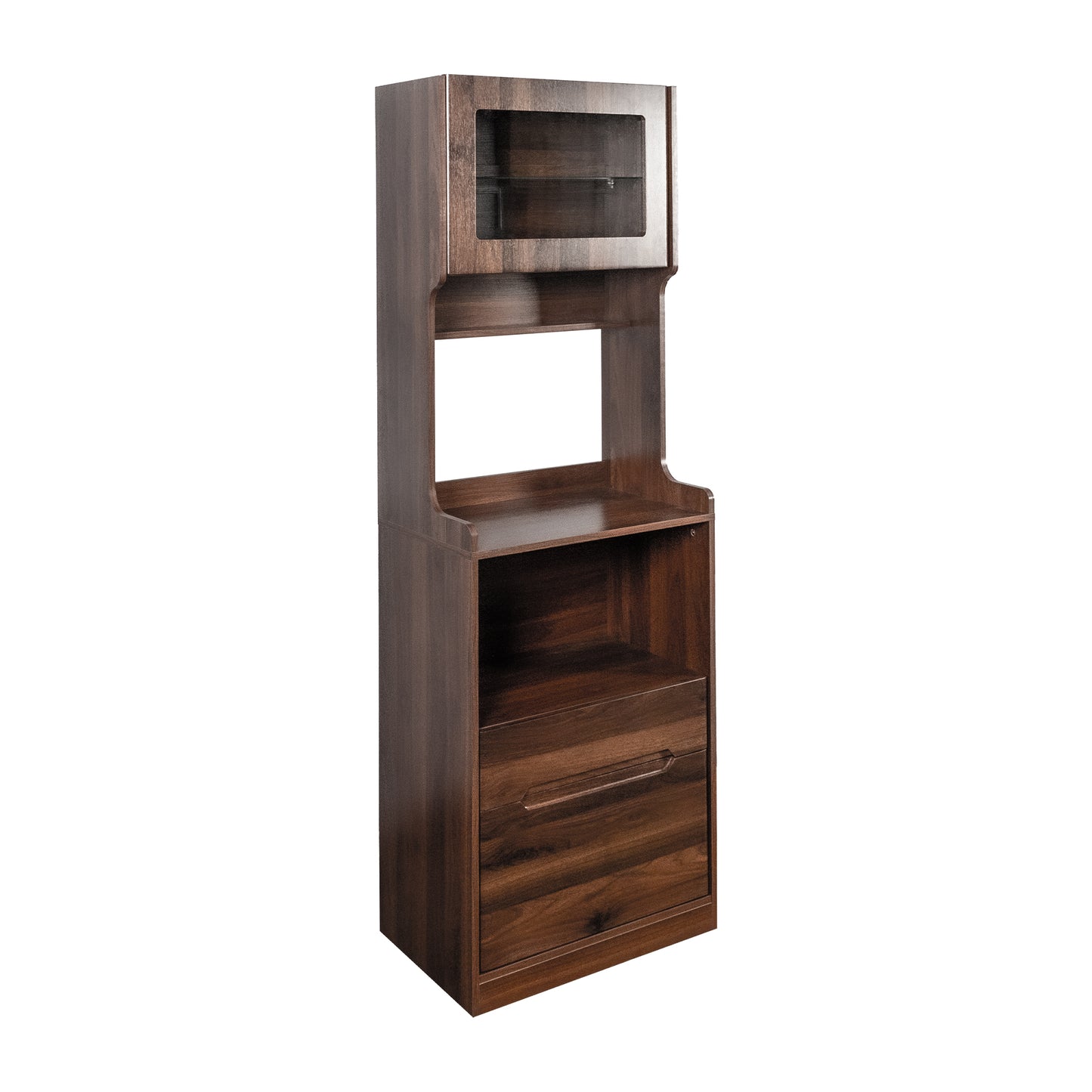 Kitchen Pantry Hutch Storage Cabinet, Farmhouse Kitchen Hutch Buffet Cabinet with Microwave Stand, Freestanding Buffet Sideboard Coffee Bar Cabinet image 5