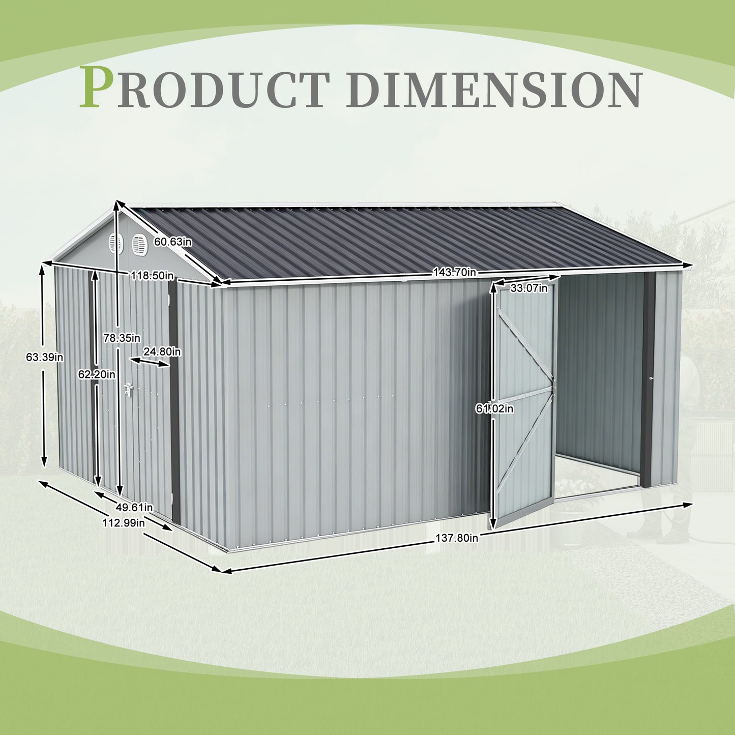 10x12 FT Outdoor Metal Storage Shed, Large Storage Sheds with Sturdy Frame Structure, Metal Garden Tool Shed with Lockable Door for Garden,Gift a foldable flower pot stand, Backyard, WHITE image 7