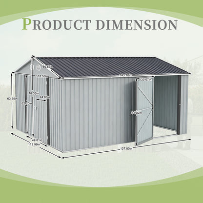 10x12 FT Outdoor Metal Storage Shed, Large Storage Sheds with Sturdy Frame Structure, Metal Garden Tool Shed with Lockable Door for Garden,Gift a foldable flower pot stand, Backyard, WHITE image 7