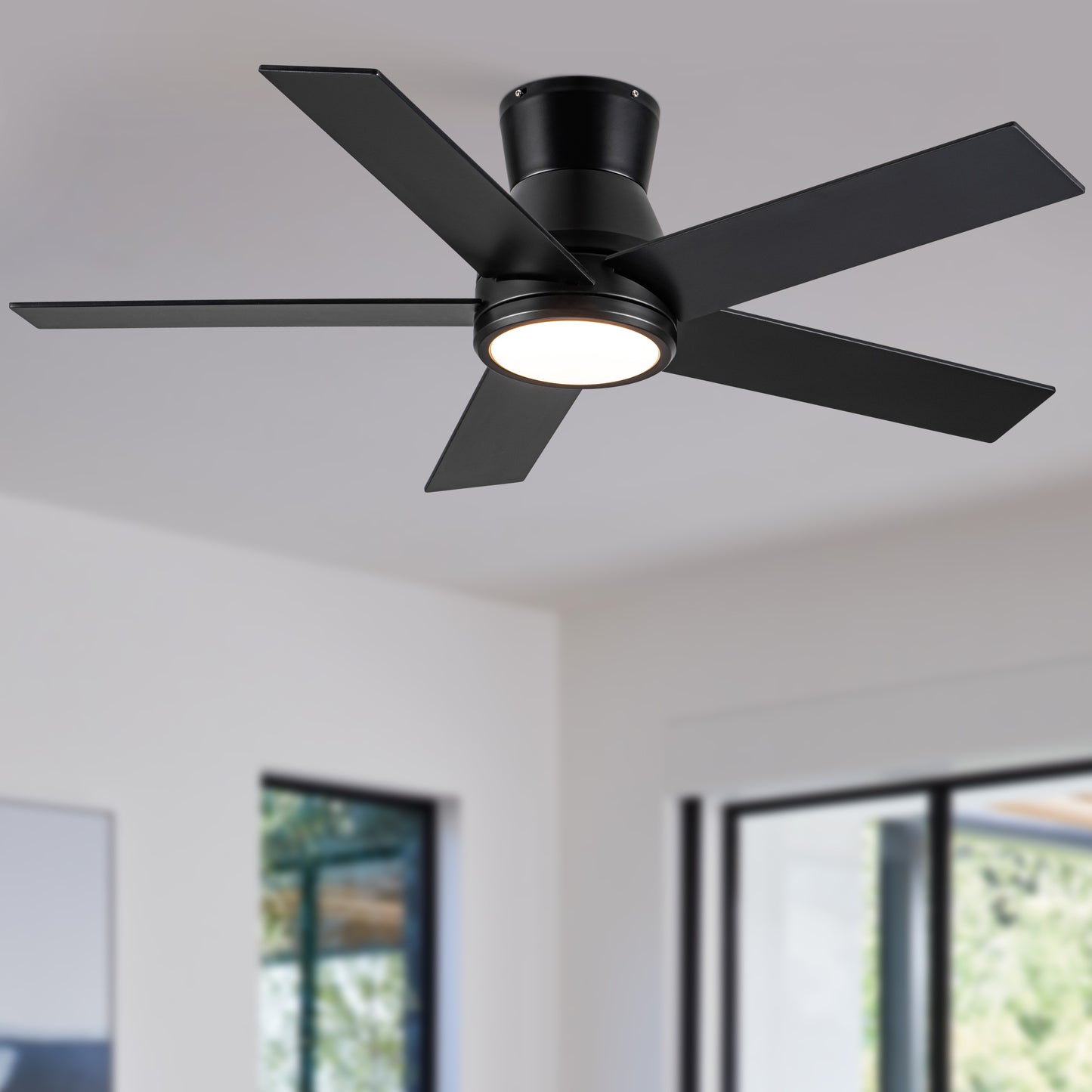 52" Black Lowe Profile Ceiling Fan with Light image 1