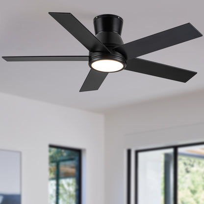 52" Black Lowe Profile Ceiling Fan with Light image 1