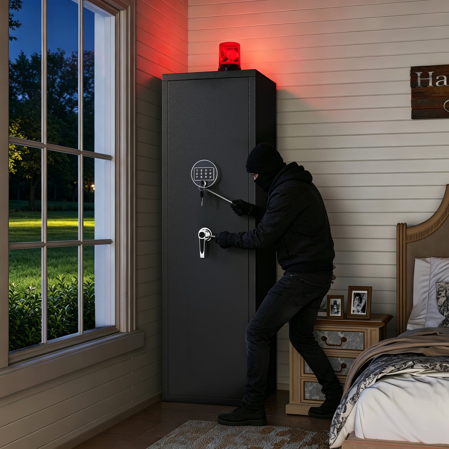 57" High Large Capacity Mechanical Gun Safe for Rifles & Handguns, Digital Password Lock, Built-In Independent Lock Box, Adjustable Shelves, Pre-Assembled No Assembly Required image 6