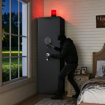 57" High Large Capacity Mechanical Gun Safe for Rifles & Handguns, Digital Password Lock, Built-In Independent Lock Box, Adjustable Shelves, Pre-Assembled No Assembly Required image 6