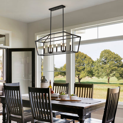 7-Light Farmhouse Kitchen Island Lighting,5 Light Industrial Linear Chandelier for Dining Room Metal Matte Black Finish Hanging Pendant Light Fixture for Bedroom Living Room Hallway Conference Room image 8