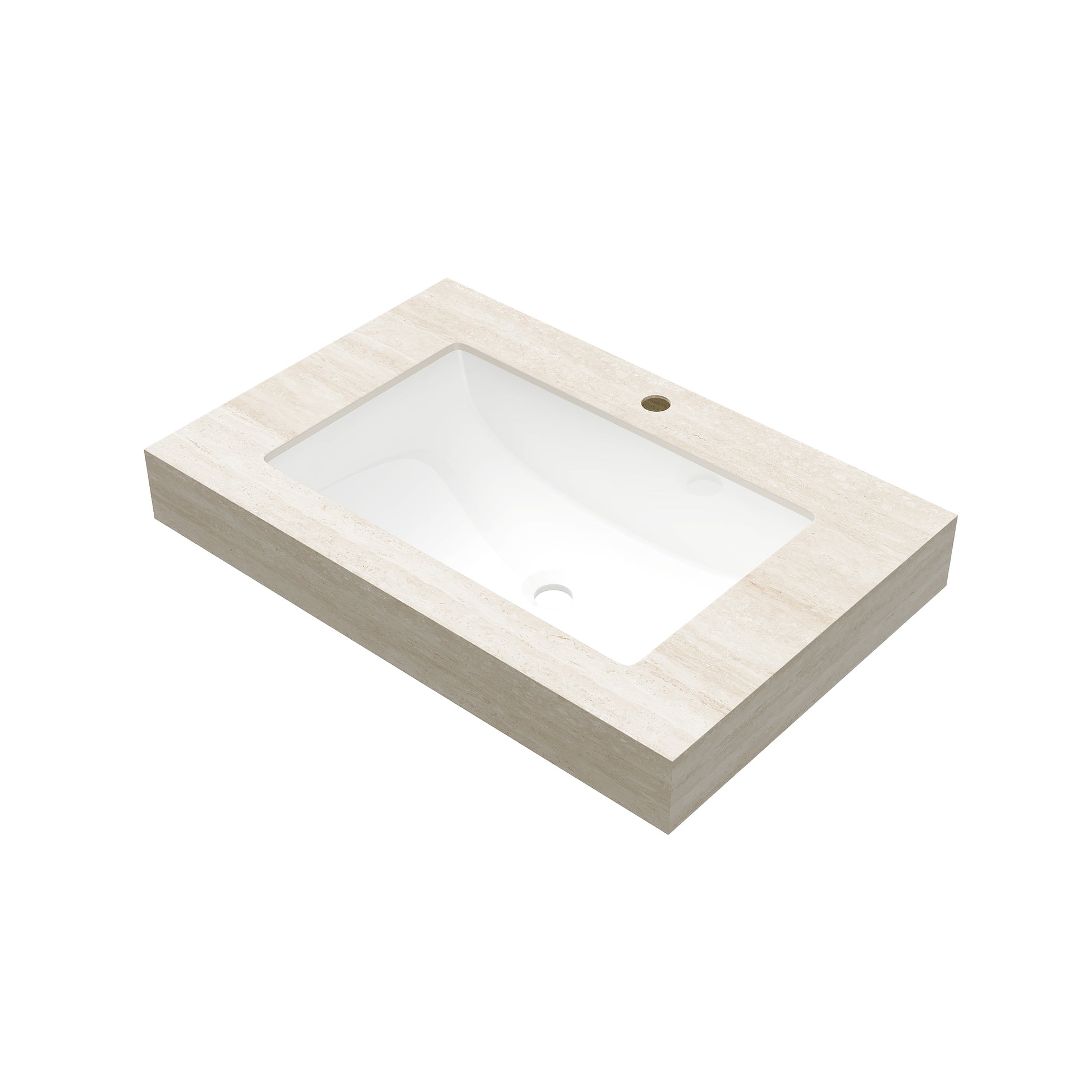 30" Roma Travertine-Pattern Sintered Stone Countertop and Undermount Ceramic Basin, NO Cabinet, NO Faucet and Drain, Suitable for Vanity TILLEY, YOLAN, FRIGGA, etc. image 1
