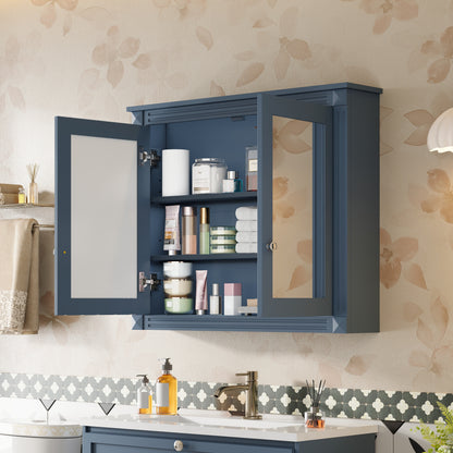 36'' x 28'' Medicine Cabinet, Wall Mounted Bathroom Storage Cabinet, Modern Bathroom Wall Cabinet with 2 Mirrors, Medicine Cabinet, Mirror Cabinet with 2 Adjustable Shelves image 2