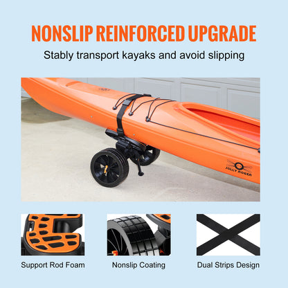 Heavy Duty Kayak Cart, 320lbs Load Capacity, Detachable Canoe Trolley Cart with 10'' Solid Tires, Adjustable Brackets & Nonslip Support Foot, for Kayaks Canoes Paddleboards Float Mats Jon Boats image 6