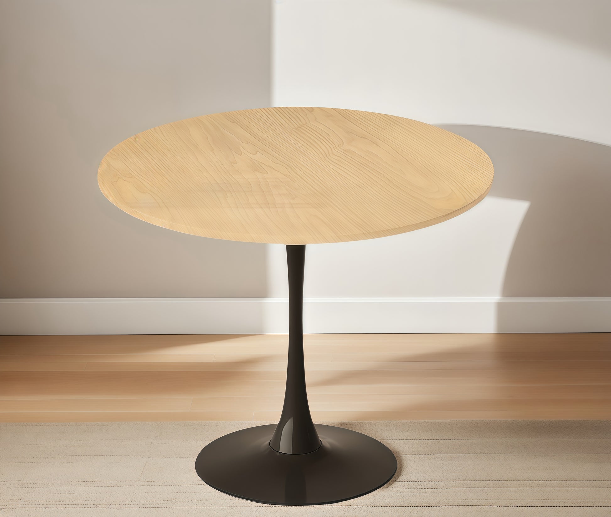 (Natural Wood Color)Round Table, Modern Dining Table, Dining Table, MDF Top and Steel Base Tulip Round Kitchen Table, Kitchen Table, Mid Century Coffee Table for Living Room 24 Inch, Oval Dining Table image 10