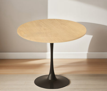 (Natural Wood Color)Round Table, Modern Dining Table, Dining Table, MDF Top and Steel Base Tulip Round Kitchen Table, Kitchen Table, Mid Century Coffee Table for Living Room 24 Inch, Oval Dining Table image 10