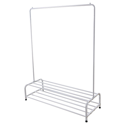 Heavy Duty Garment Rack, Metal Clothes Rack with Bottom Shelf, Standing Coat Rack for Bedroom, Laundry Room, Small Spaces, 47.2"L x 17.7"W, White image 4