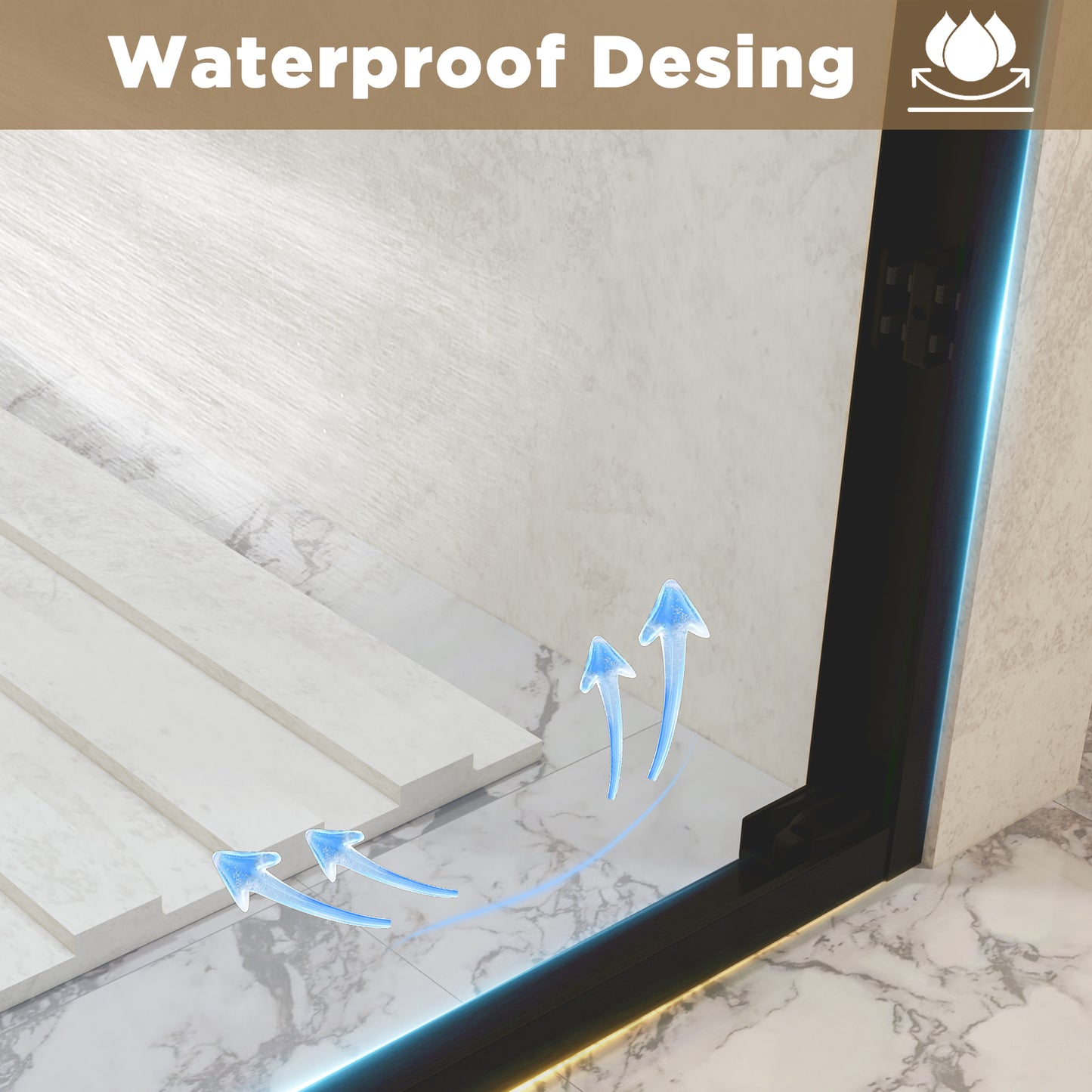 50-54" W × 72" H Tempered Glass with Explosion Proof Film, Aluminum Frame Double Sliding Shower Door, "1/4 (6 mm), Stainless Steel handle, Matte Black image 4