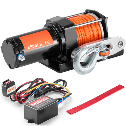 Electric Winch ATV UTV 3500 lb Synthetic Rope Waterproof Wired Control image 1