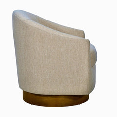 Upholstered Swivel Chair with Wood Base Natural See below