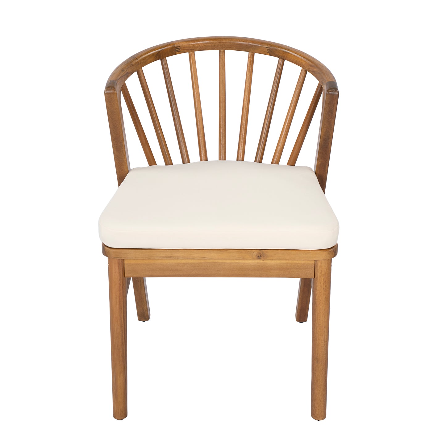 Outdoor Dining Chairs Set of 2, Acacia Wood Patio Chairs with Cream Washable Cushion,for Backyard, Poolside, Garden,Teak image 9