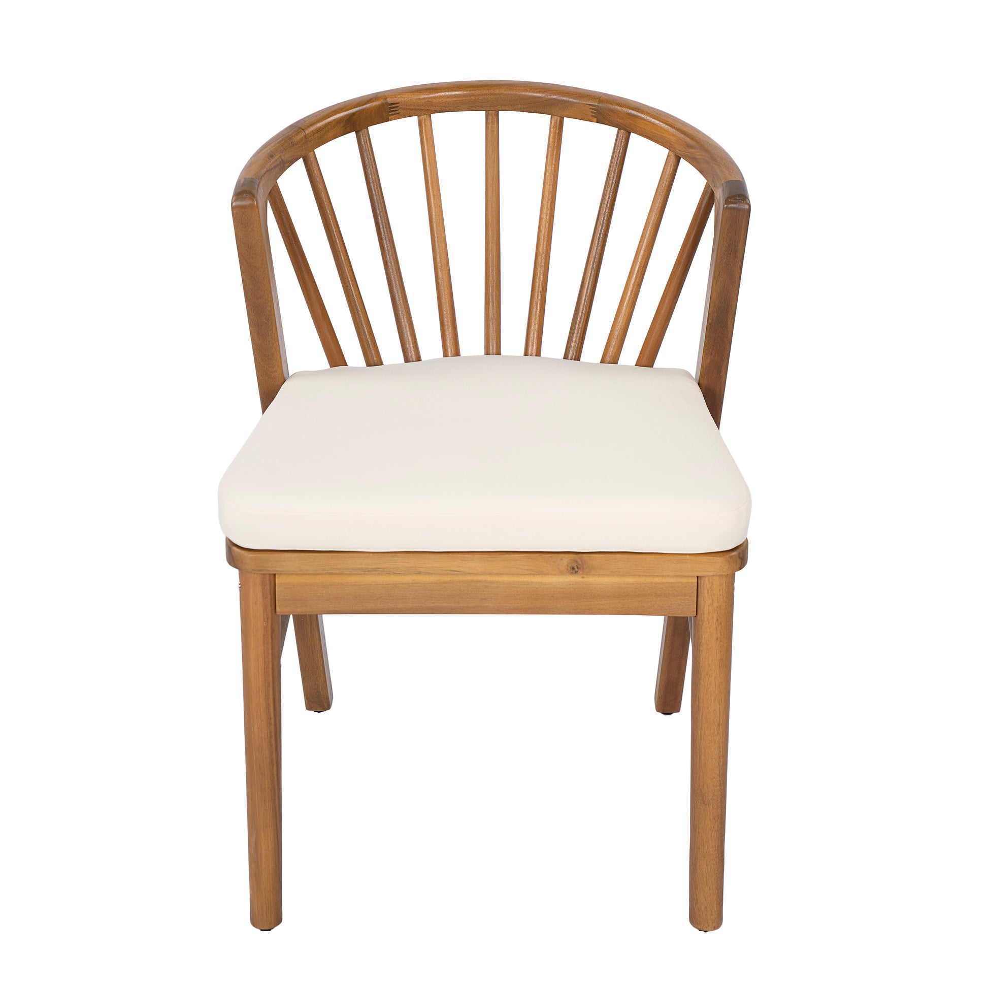 Outdoor Dining Chairs Set of 2, Acacia Wood Patio Chairs with Cream Washable Cushion,for Backyard, Poolside, Garden,Teak image 9