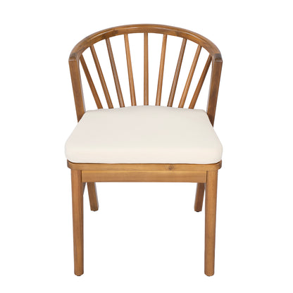 Outdoor Dining Chairs Set of 2, Acacia Wood Patio Chairs with Cream Washable Cushion,for Backyard, Poolside, Garden,Teak image 9
