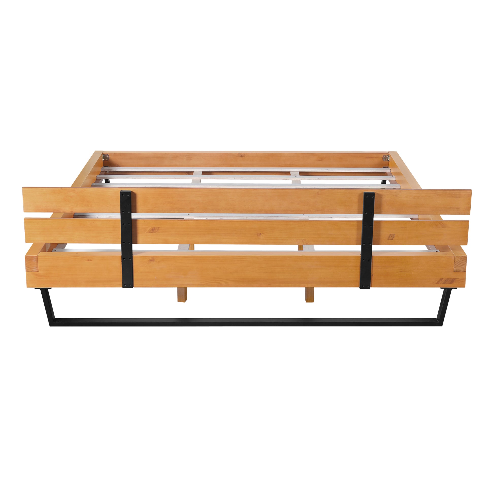 PINE WOOD BED FRAME KING SIZE,NATURAL & BLACK COLOR image 10