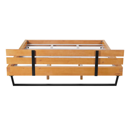 PINE WOOD BED FRAME KING SIZE,NATURAL & BLACK COLOR image 10
