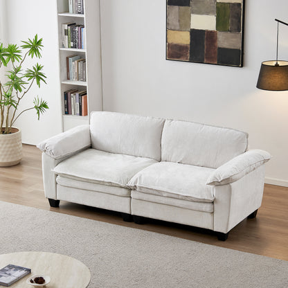 Living Room Furniture Big Loveseat Luxury Couch with Soft Chenille Upholstered Sofa Beige image 1