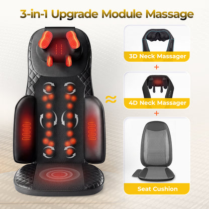 Massage Chair Pad, 3-in-1 Shiatsu Neck and Back Massager Cushion with Heat, Adjustable Height & Intensity, Full Body Massage Pad for Recliner and Sofa, Fathers Day Dad Gifts image 9