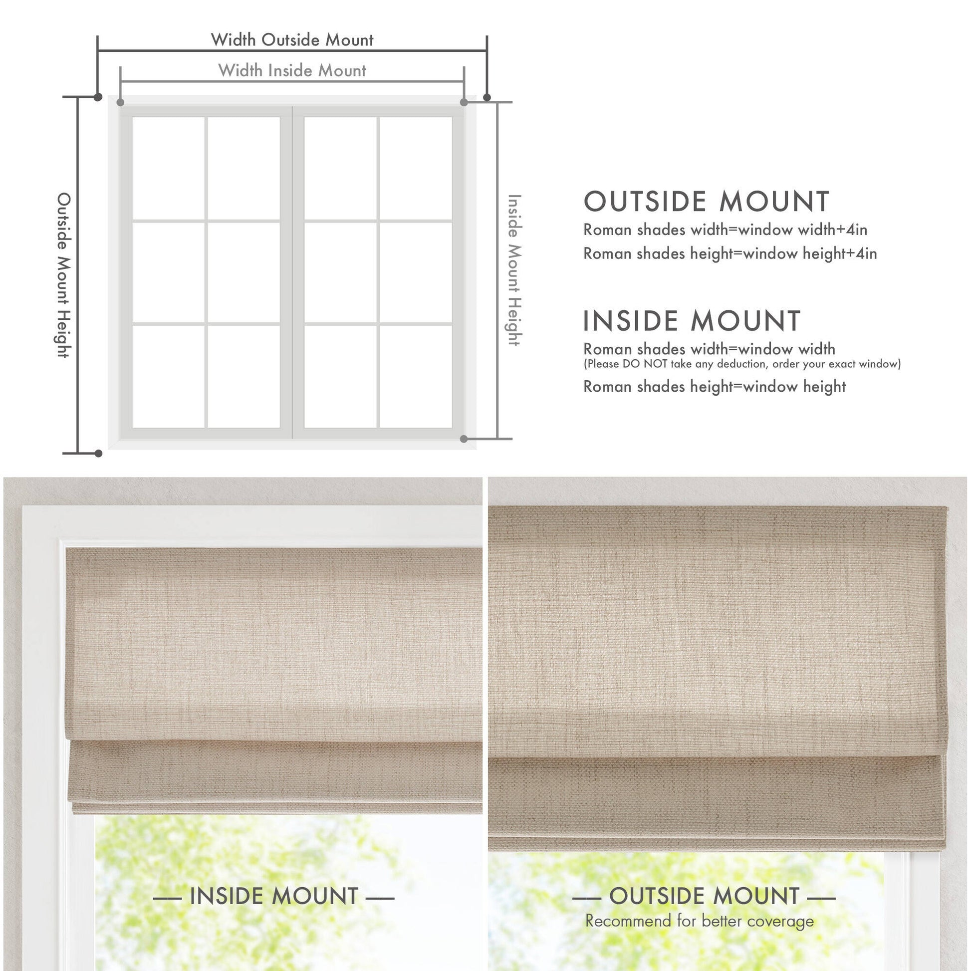 1 Piece 35x64" Room Darkening Cordless Roman Shade,Neutral image 11