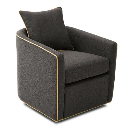 Swivel Accent Chair Upholstered Club Chair Barrel Sofa Chair for Living Room, Reading Corner, and Small Spaces, Dark Grey image 8