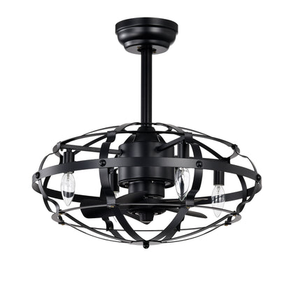 20.63 INCH Caged Ceiling Fan with Lights For Farmhouse, Bedroom Living Room bedroom--NOT Included Bulbs--Matte Black image 8
