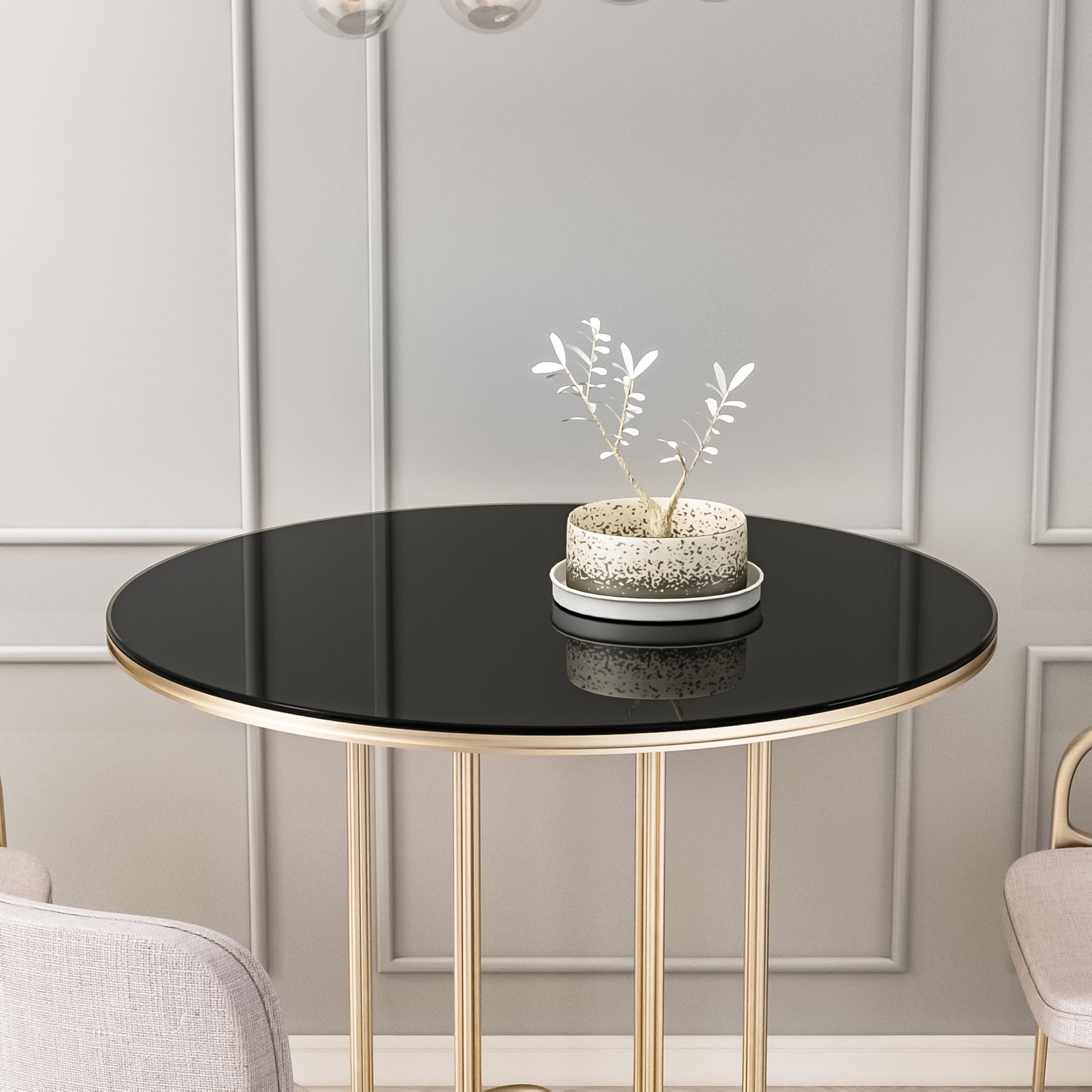 36 Inch Round Tempered Glass Table Top Black Glass 1/4" Thick Round Polished Edge(old SKU:W1265118639) image 1