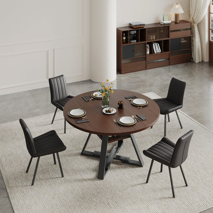 Round dining table in black walnut, 115cm. image 8