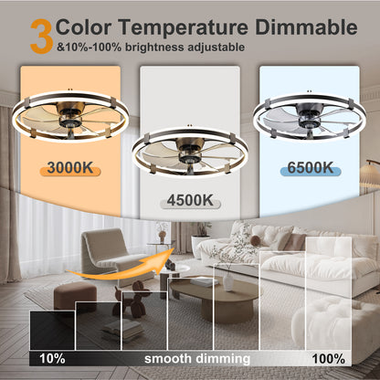 23.6'' LED Ceiling Fan Light Remote DC Motor Aluminum Body 6-Speed Infinite Dimming LED fan light for bedroom living room image 2
