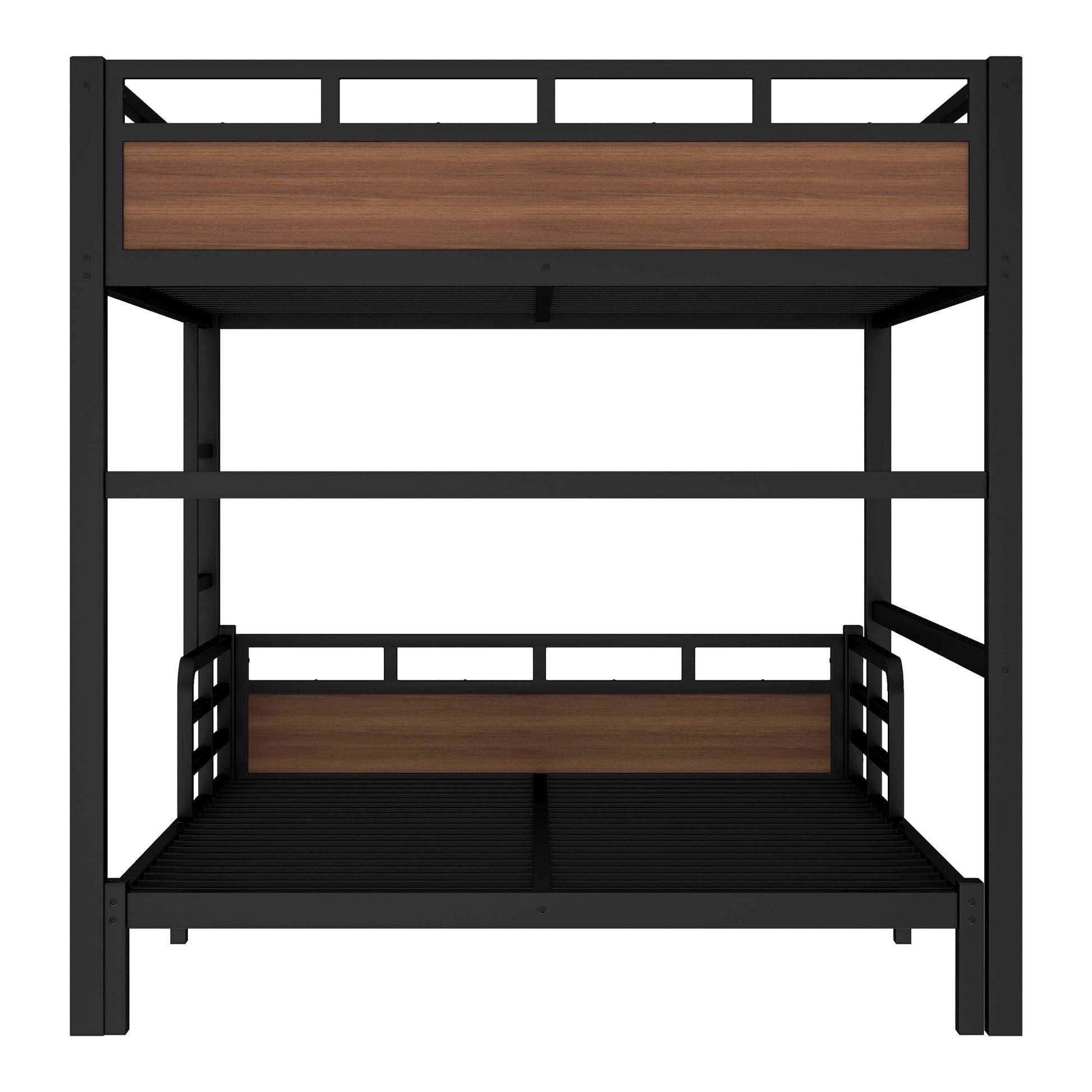 Queen over Queen Metal Bunk Bed/Metal Loft Bed,Separable Bunk Beds,with raised security fence,Walnut Color image 7