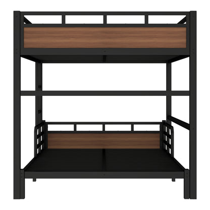Queen over Queen Metal Bunk Bed/Metal Loft Bed,Separable Bunk Beds,with raised security fence,Walnut Color image 7