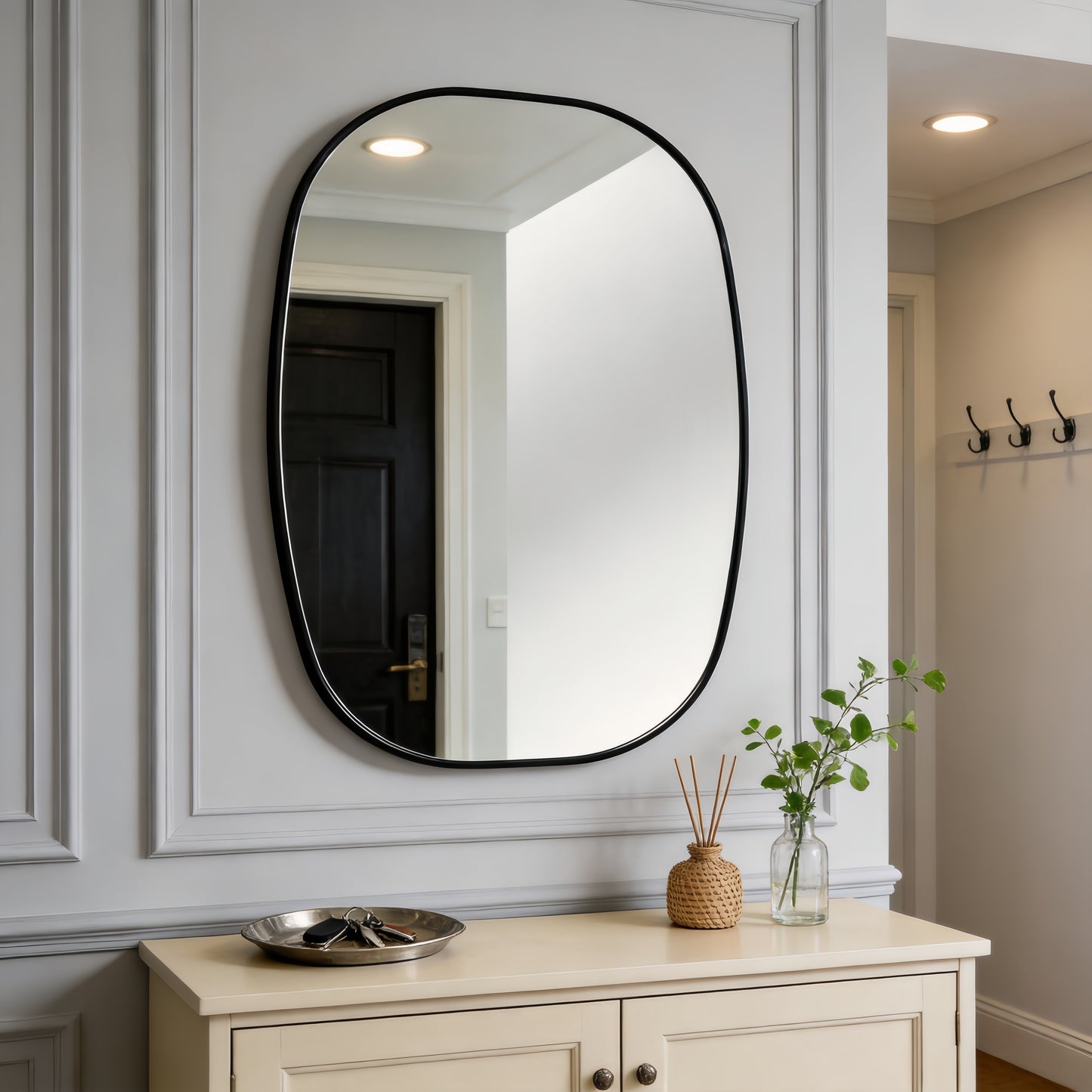 24x32 in Black Metal Framed Oval Vanity Bathrrom Mirror for Wall image 11