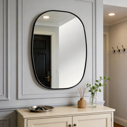24x32 in Black Metal Framed Oval Vanity Bathrrom Mirror for Wall image 11