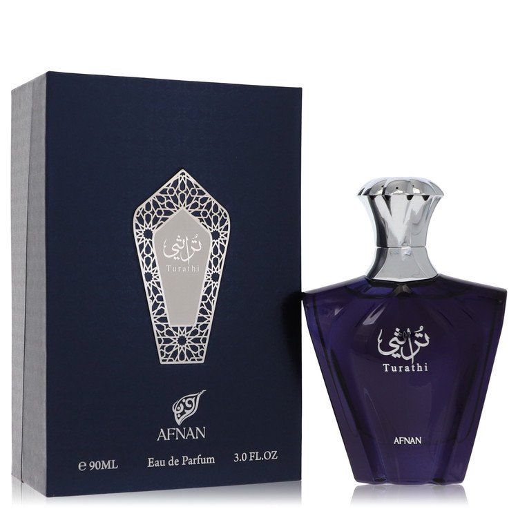 Afnan Turathi Blue Eau De Parfum Spray for Men 3 oz - Fresh Blue Fragrance Bottle
