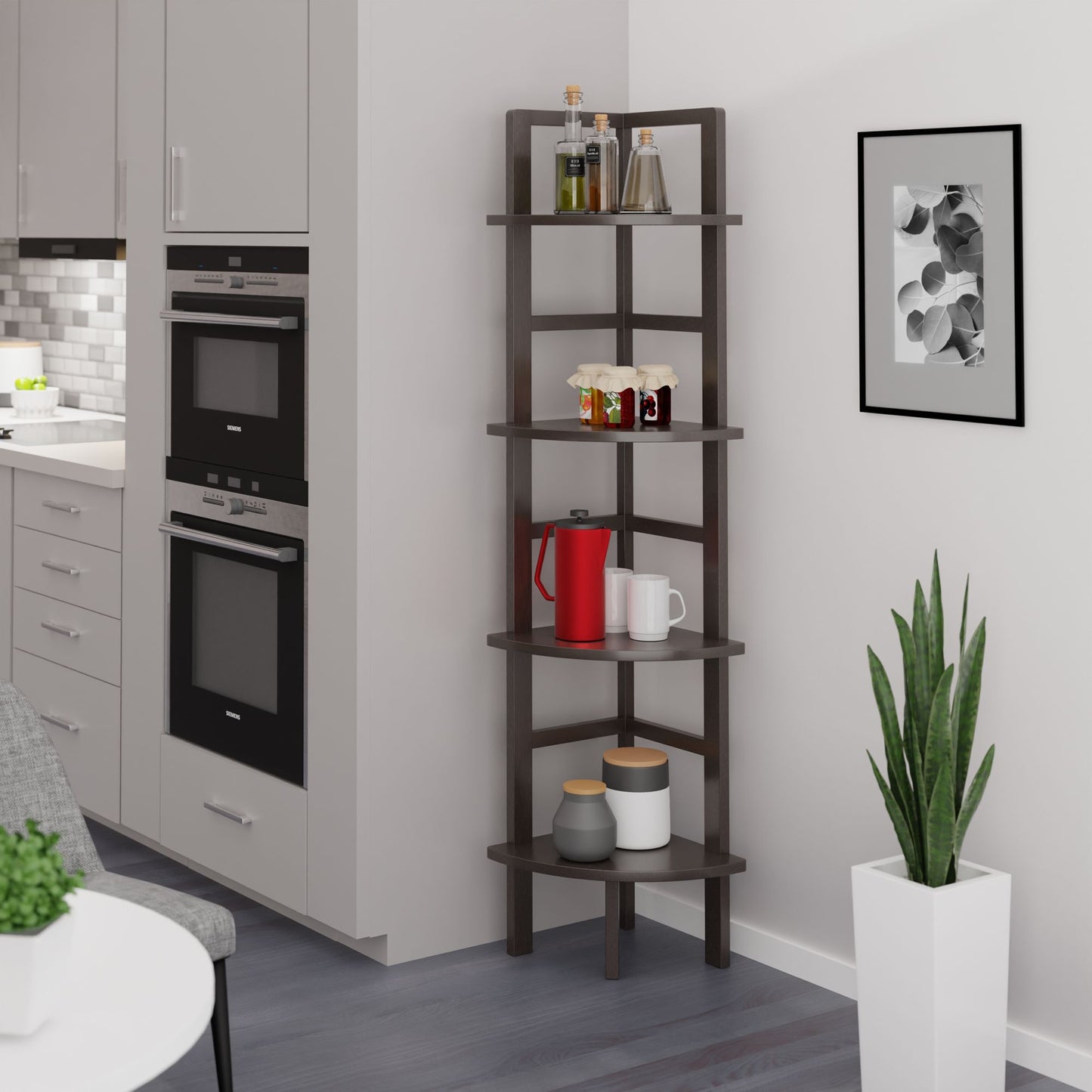 Aiden Corner Bakers Rack in Coffee Finish image 2