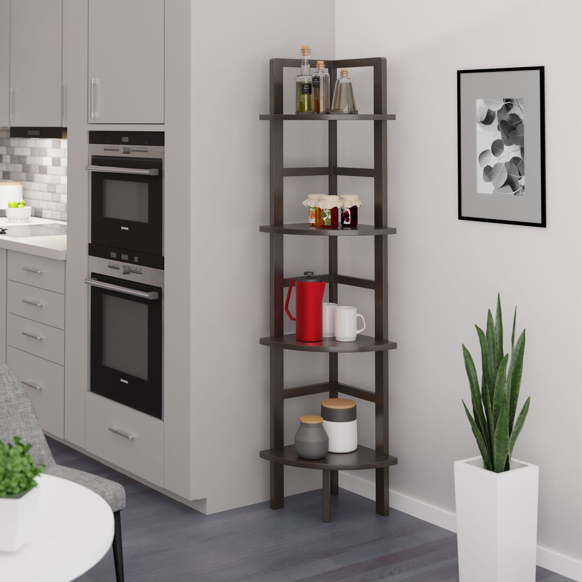 Aiden Corner Bakers Rack in Coffee Finish image 2