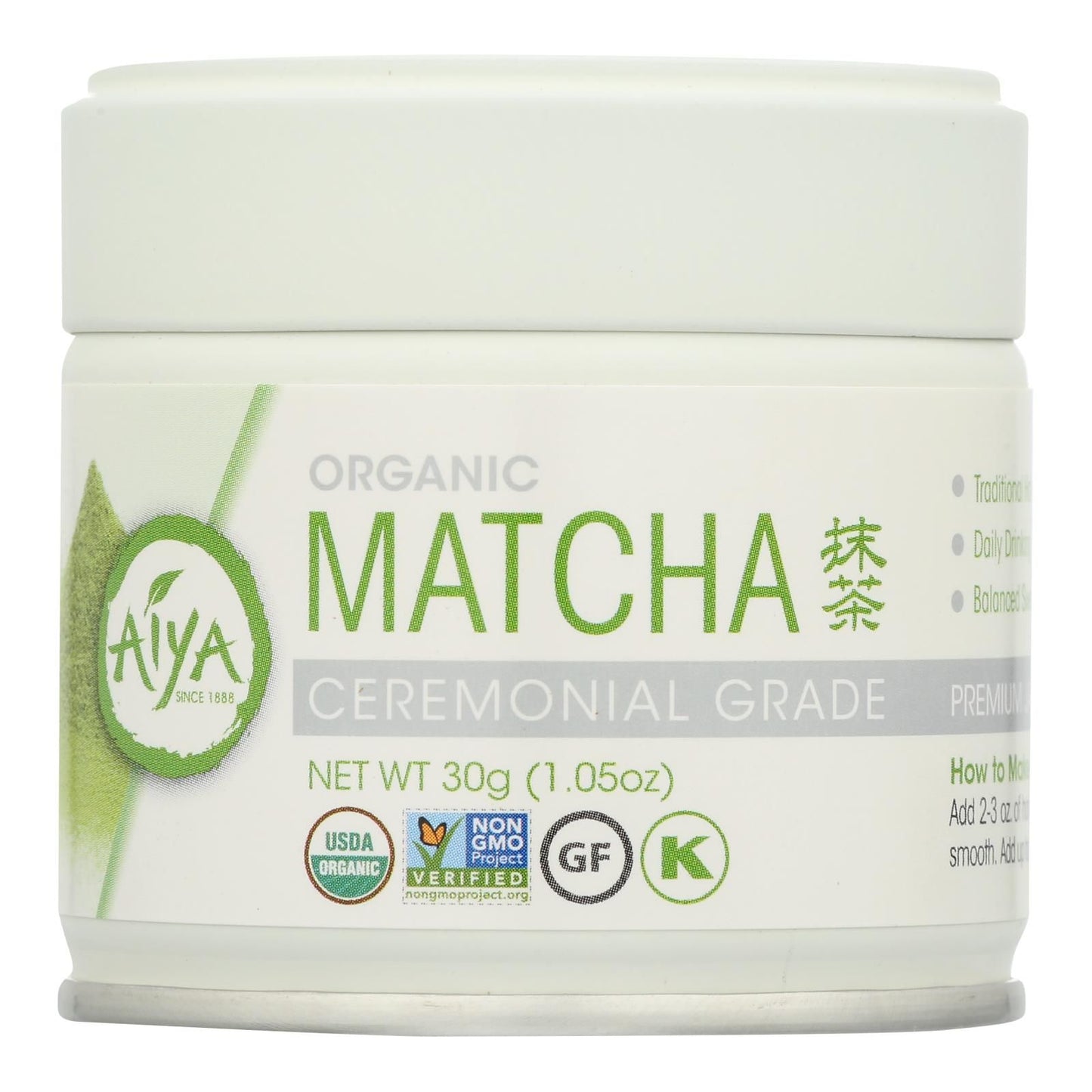 Aiya Tea - Organic Matcha - Ceremonial Grade - Case Of 6 - 30 Grm image 1