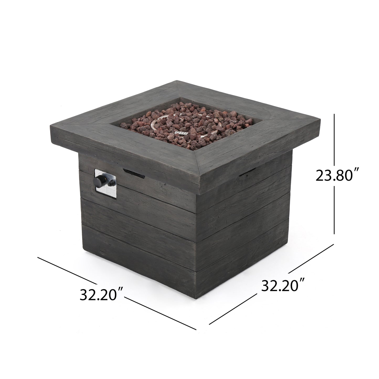 ANCHORAGE 32'' WOOD SQUARE MGO FIRE PIT GREY - 40,000 BTU image 6