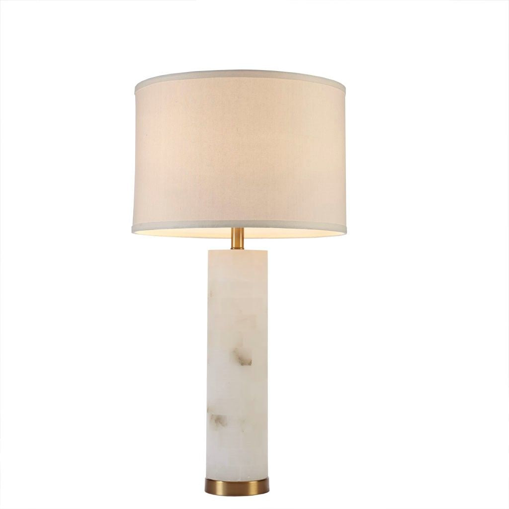 Alabaster Table Lamp with white shade - detail of socket and cord