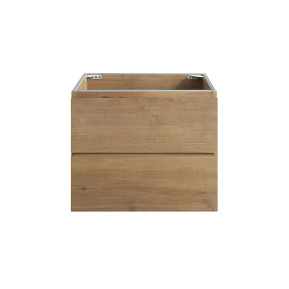 Alice24-106, Wall mount cabinet without basin, Natural oak color, with two drawers, Pre-assembled image 1