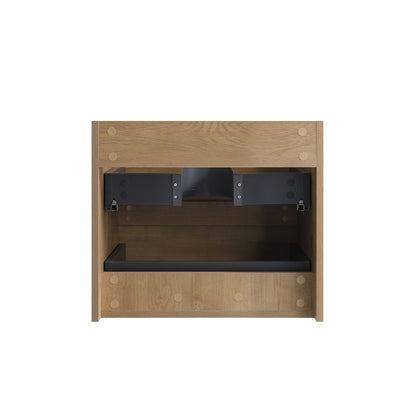 Alice24-106, Wall mount cabinet without basin, Natural oak color, with two drawers, Pre-assembled image 5