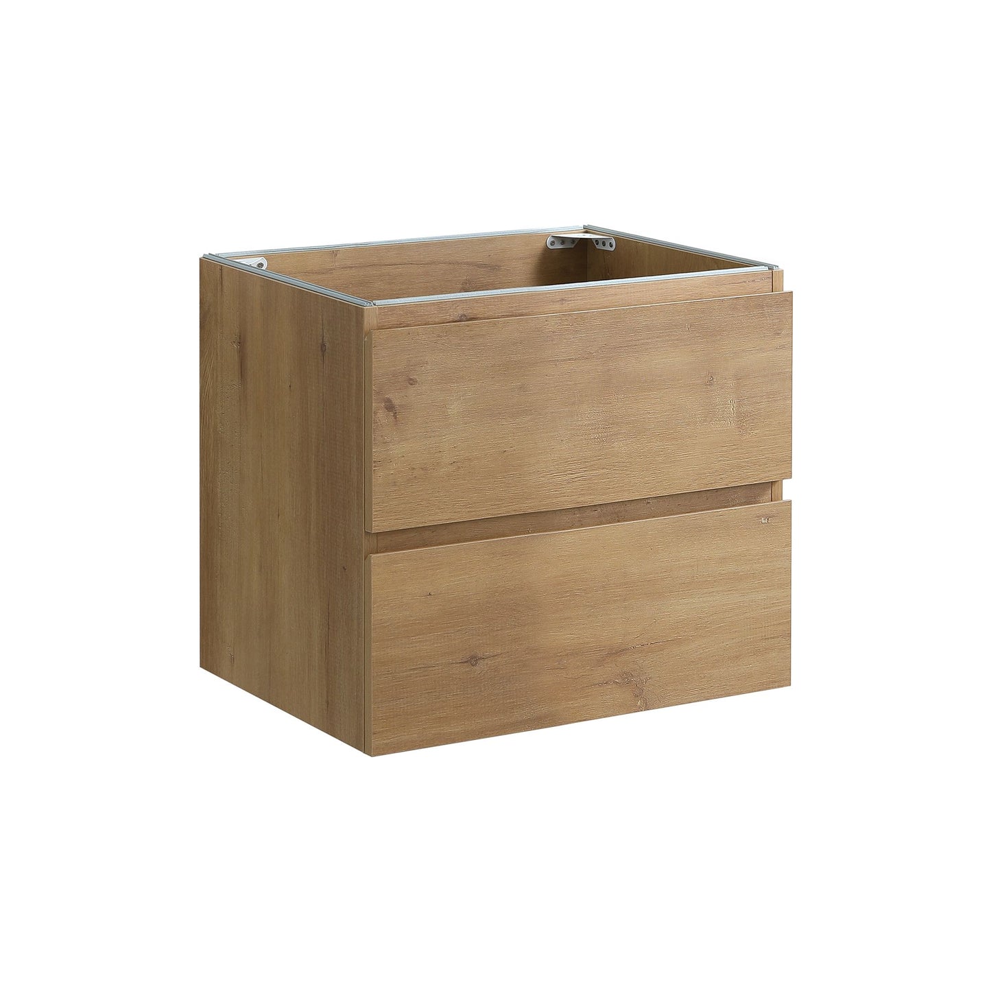 Alice24-106, Wall mount cabinet without basin, Natural oak color, with two drawers, Pre-assembled image 2
