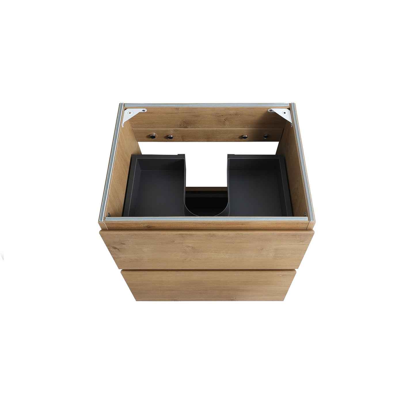 Alice24-106, Wall mount cabinet without basin, Natural oak color, with two drawers, Pre-assembled image 3