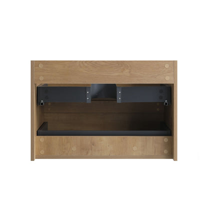 Alice30-106, Wall mount cabinet WITHOUT basin, Natural oak color, with two drawers, Pre-assembled image 5
