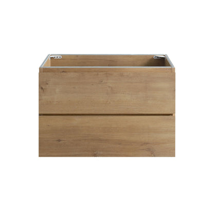 Alice30-106, Wall mount cabinet WITHOUT basin, Natural oak color, with two drawers, Pre-assembled image 1