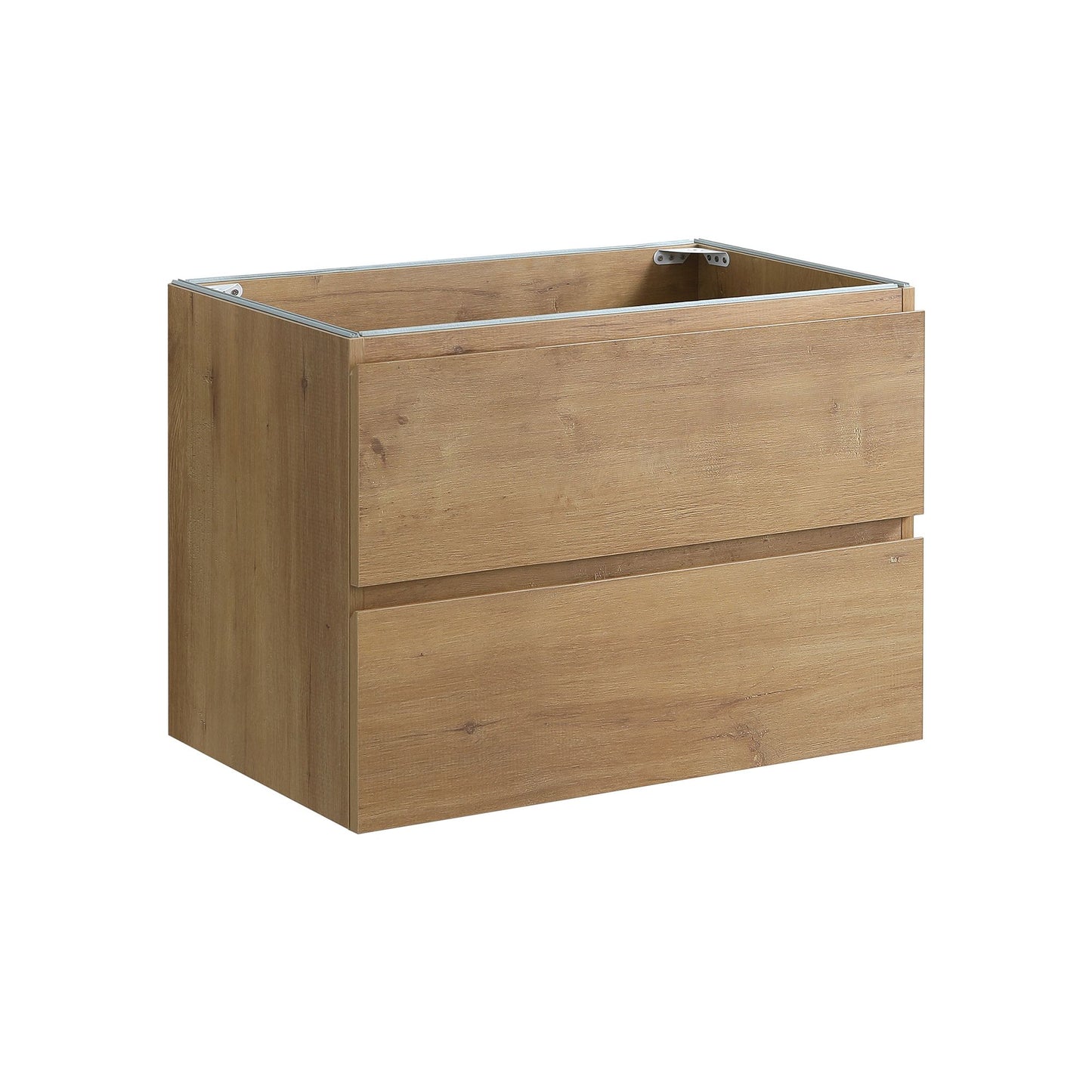 Alice30-106, Wall mount cabinet WITHOUT basin, Natural oak color, with two drawers, Pre-assembled image 2