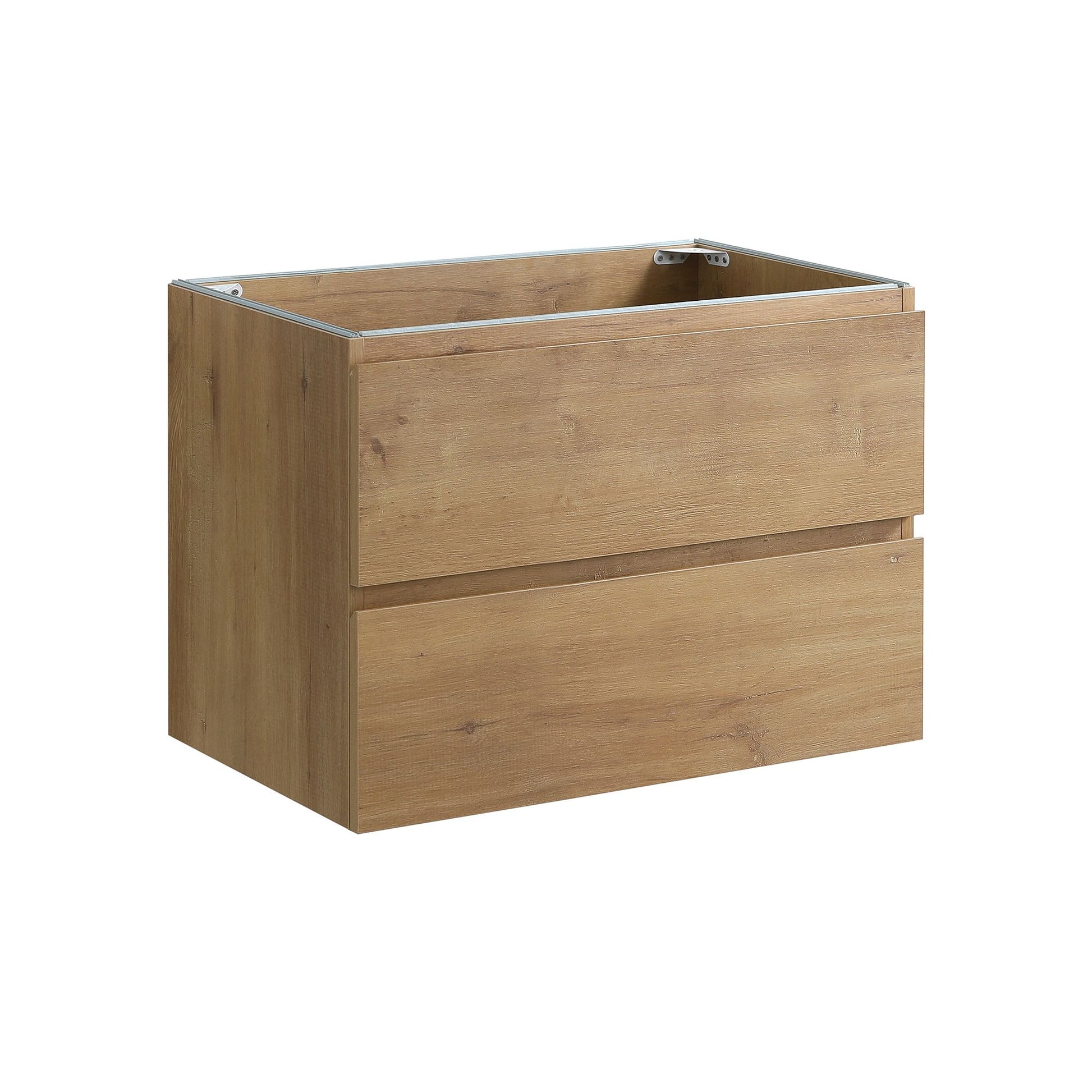 Alice30-106, Wall mount cabinet WITHOUT basin, Natural oak color, with two drawers, Pre-assembled image 2