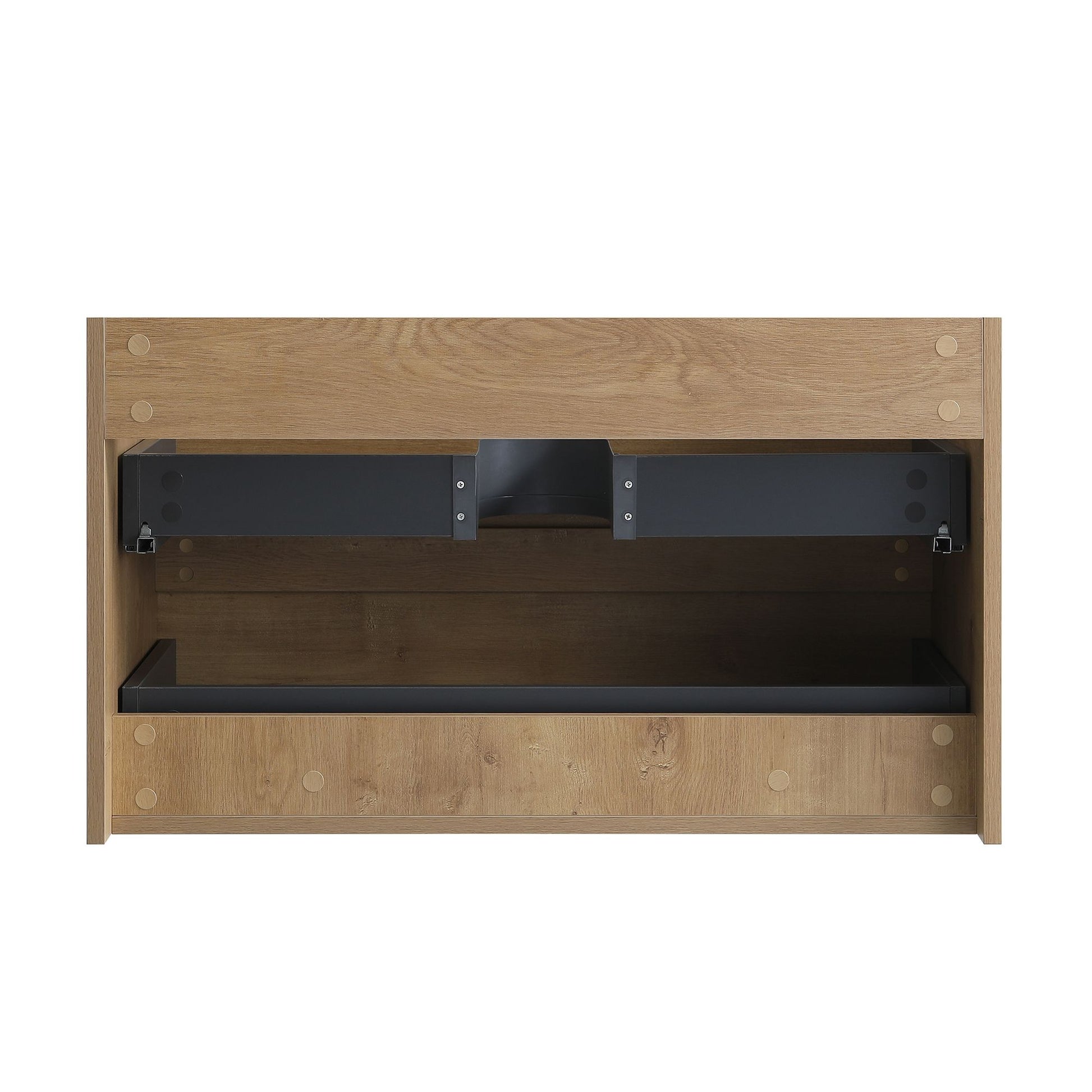 Alice36-106, Wall mount cabinet WITHOUT basin, Natural oak color, with two drawers, Pre-assembled image 5