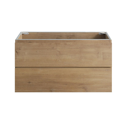 Alice36-106, Wall mount cabinet WITHOUT basin, Natural oak color, with two drawers, Pre-assembled image 1